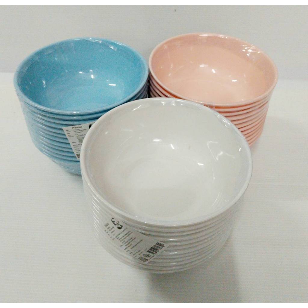 ถ้วยเมลามีน 6 นิ้ว ทรงคลื่น สีพื้น (แพนด้า) ขายยกโหล 12 ใบ