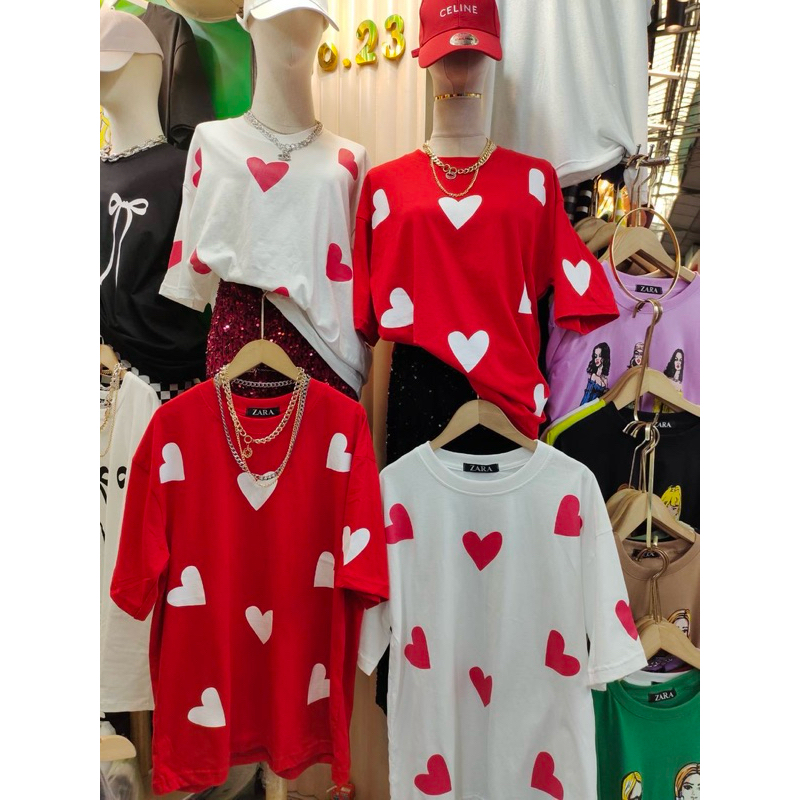 พร้อมส่ง เสื้อยืดโอเวอร์ไซส์ Oversize No.23 หัวใจ