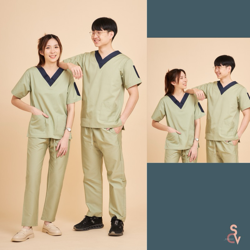 scrubvet: ชุดสครับสีชาเขียว (เสื้อชาเขียว+กางเกงชาเขียว)