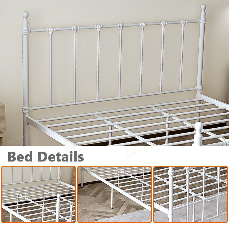 [ผลิตภัณฑ์ใหม่] เตียงเหล็ก 4/5/6ฟุต รุ่นมุมขวา แท่นโลหะไม่มีโครงเตียงหัวเตียงฟอร์นิเจอร์ห้องนอน สามารถใช้ได้อย่างน้อย 20 - รูปที่ 6