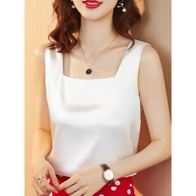 เสื้อคอเหลี่ยม ผ้าไหมอิตาลี ซับในเต็มตัว อก 32-48