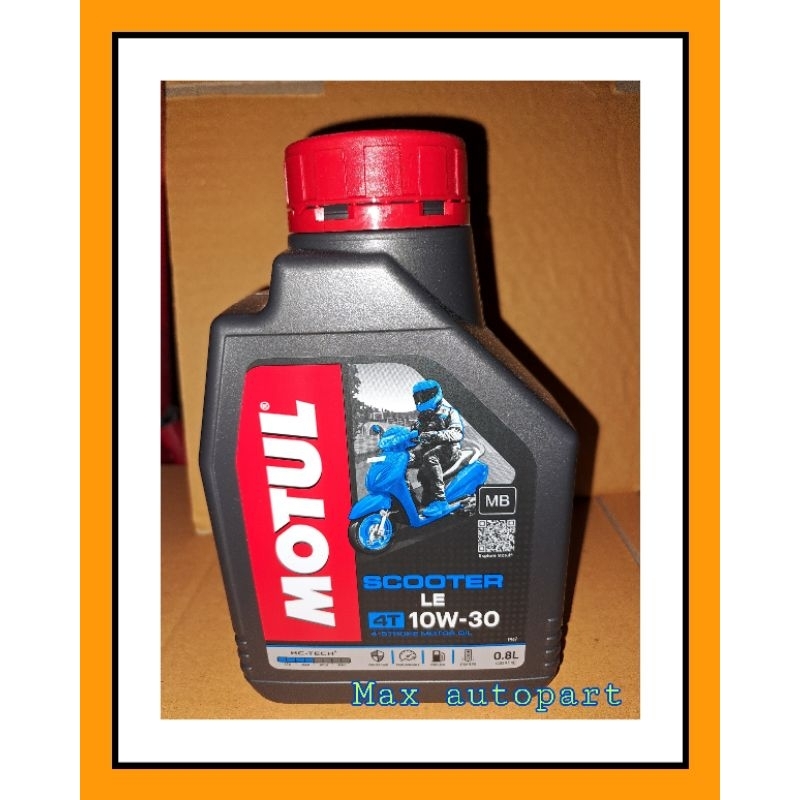 ของแท้ MOTUL Scooter LE 10W30 hc-tech ขนาด 0.8 ลิตร สูตรกึ่งสังเคราะห์ โมตุล สำหรับรถออโต้มาตรฐาน JASO MB