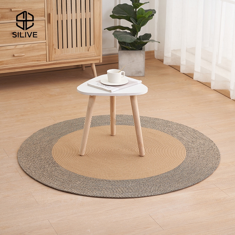 Silive Shop พรมฝ้าย carpet ขนาด80/120/150 พรมปูพื้น ทรงกลม  พรมปูพื้นห้อง #GD-BC - รูปที่ 4