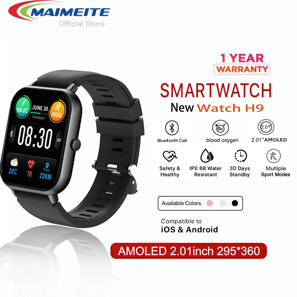 2024 ใหม่ MAIMEITE นาฬิกาสมาร์ทวอทช์ SmartWatch สัมผัสได้เต็มจอ แท้ นาฬิกาวัดความดันโลหิต เครื่องวัดอัตราการเต้นของหัวใ