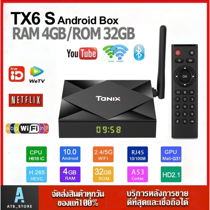 TX6s Ram4 Rom 32 CPU H616 WIFI 5G+Bluetooth Android10 Smart TV Box