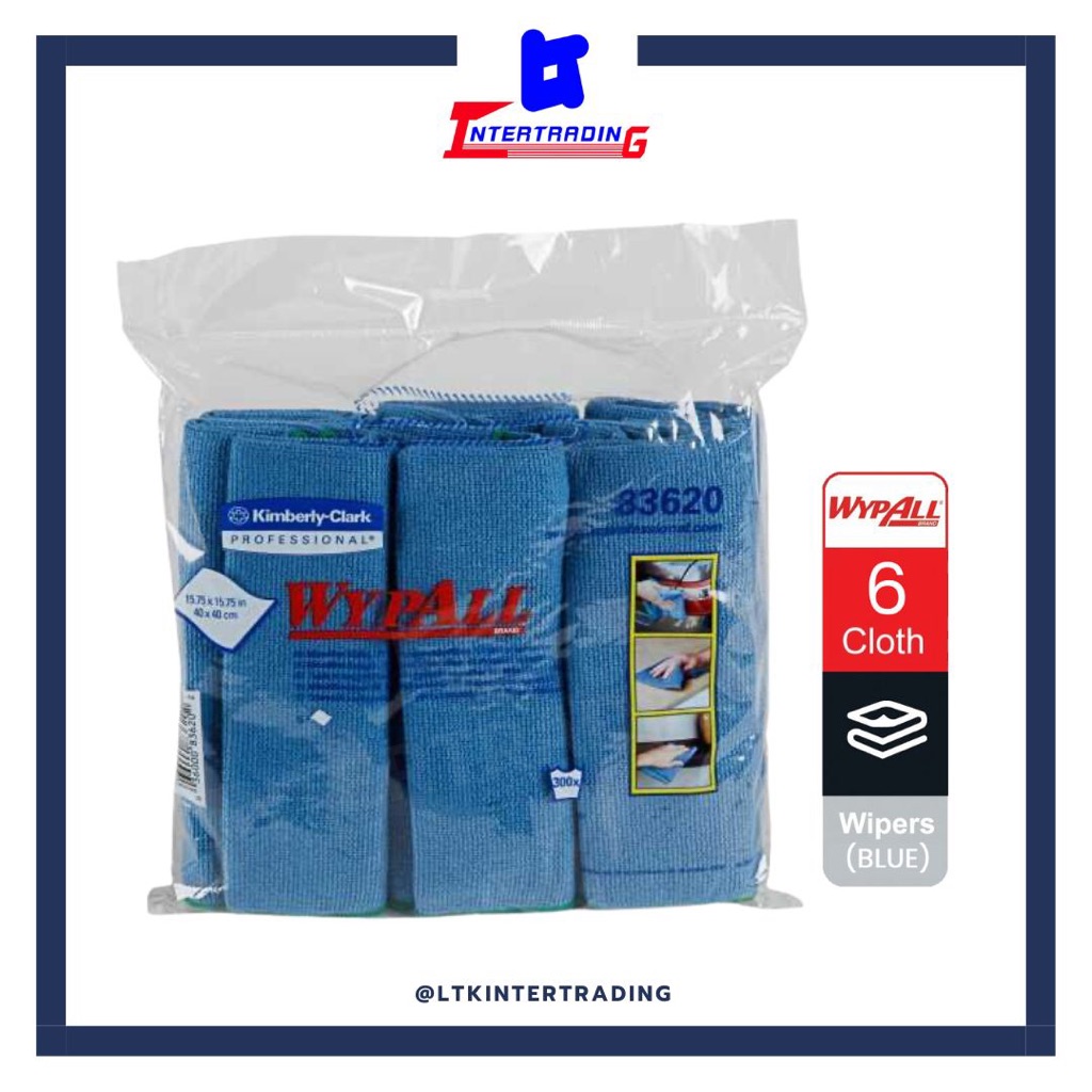 WYPALL ผ้าไมโครไฟเบอร์ (สีน้ำเงิน) ขนาด40x40ซม (บรรจุ1แพ็คx6 ชิ้น) Code:83620