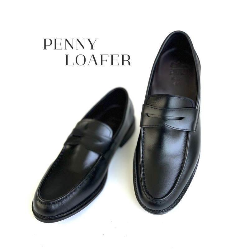 Classic Loafers เปลี่ยนไซส์ฟรี รองเท้าคัชชูหนังแท้ สีดำ พื้นขอบดำ ใส่ออกงาน งานพิธี หรือใส่ทำงาน