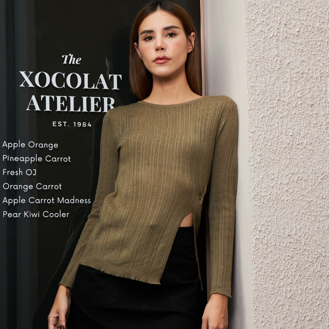 Rool - Blouse Knit 19069 เสื้อเบลาส์แขนยาว ผ้าไหมพรม