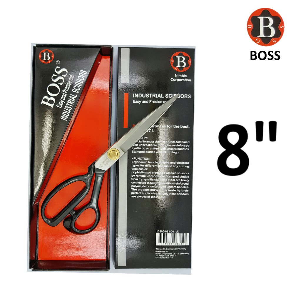 กรรไกรตัดผ้าหนา BOSS ขนาด 8 / 9 /10 นิ้ว จับง่ายถนัดมือแข็งแรง ทนทาน มีอายุการใช้งานนาน