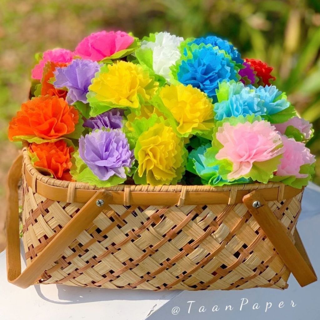 กระดาษห่อเหรียญ เซ็ท3ชั้น ดอกคาเนชั่น(ขอบ#4) เลือกสีได้ สำหรับงานบวช งานบุญ