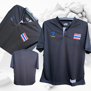 เสื้อกีฬา คอจีนเฟ็กธงชาติ คอจีนมีกระดุม พร้อมส่ง