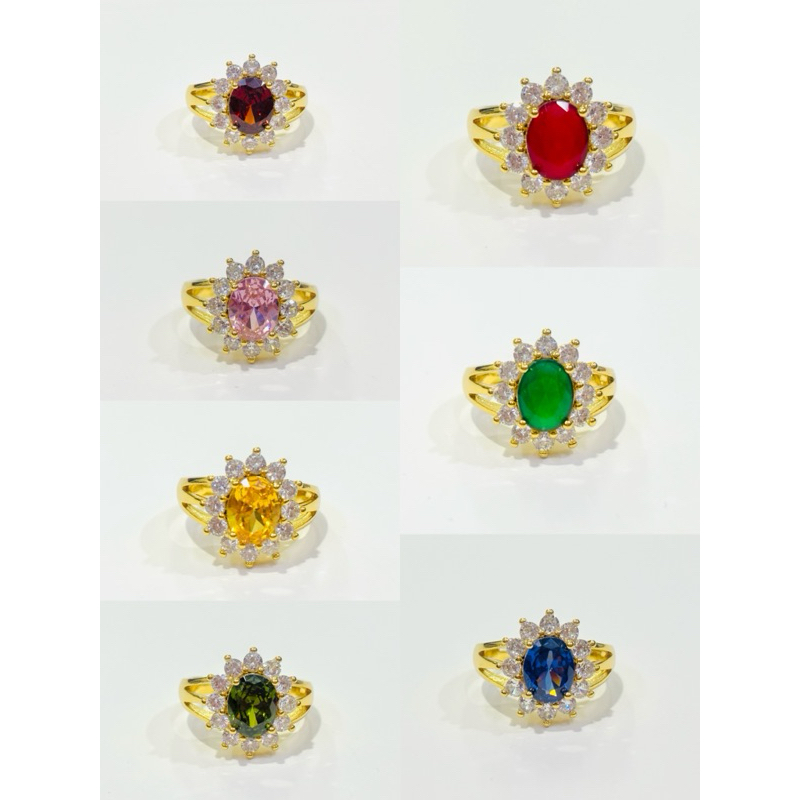 แหวนพลอยล้อมเพชร ฟรีไซส์