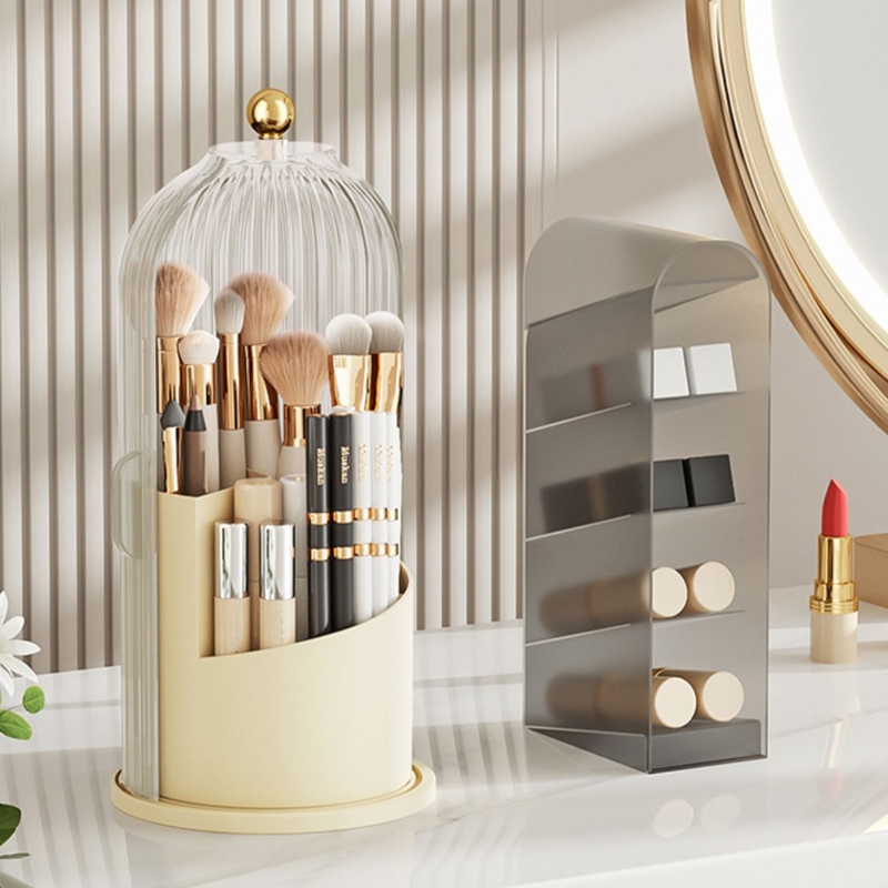กล่องเก็บแปรงแต่งหน้า ที่เก็บแปรงแต่งหน้า มีฝาปิด หมุนได้ 360 องศา สามารถเก็บปากกาก็ได้ - รูปที่ 4