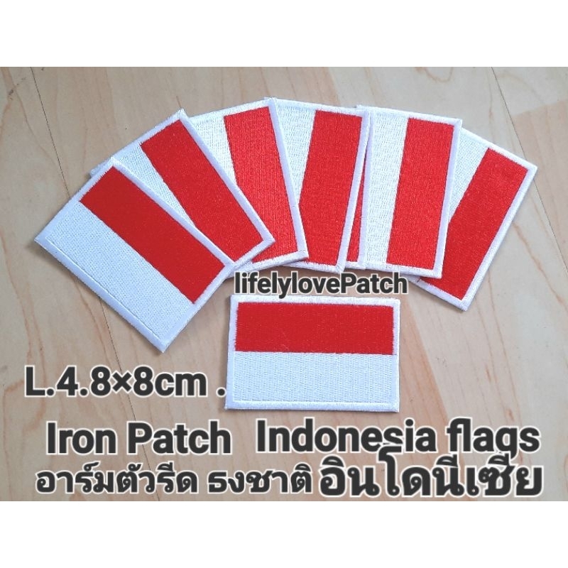 ธงอินโดนีเซีย Indonesia Flags อาร์มตัวรีด ธงชาติ 💗สินค้าไทย Iron patch งานปักสวยคุณภาพตัวรีดติดเสื้อ หมวก กาวรีดติดแน่น