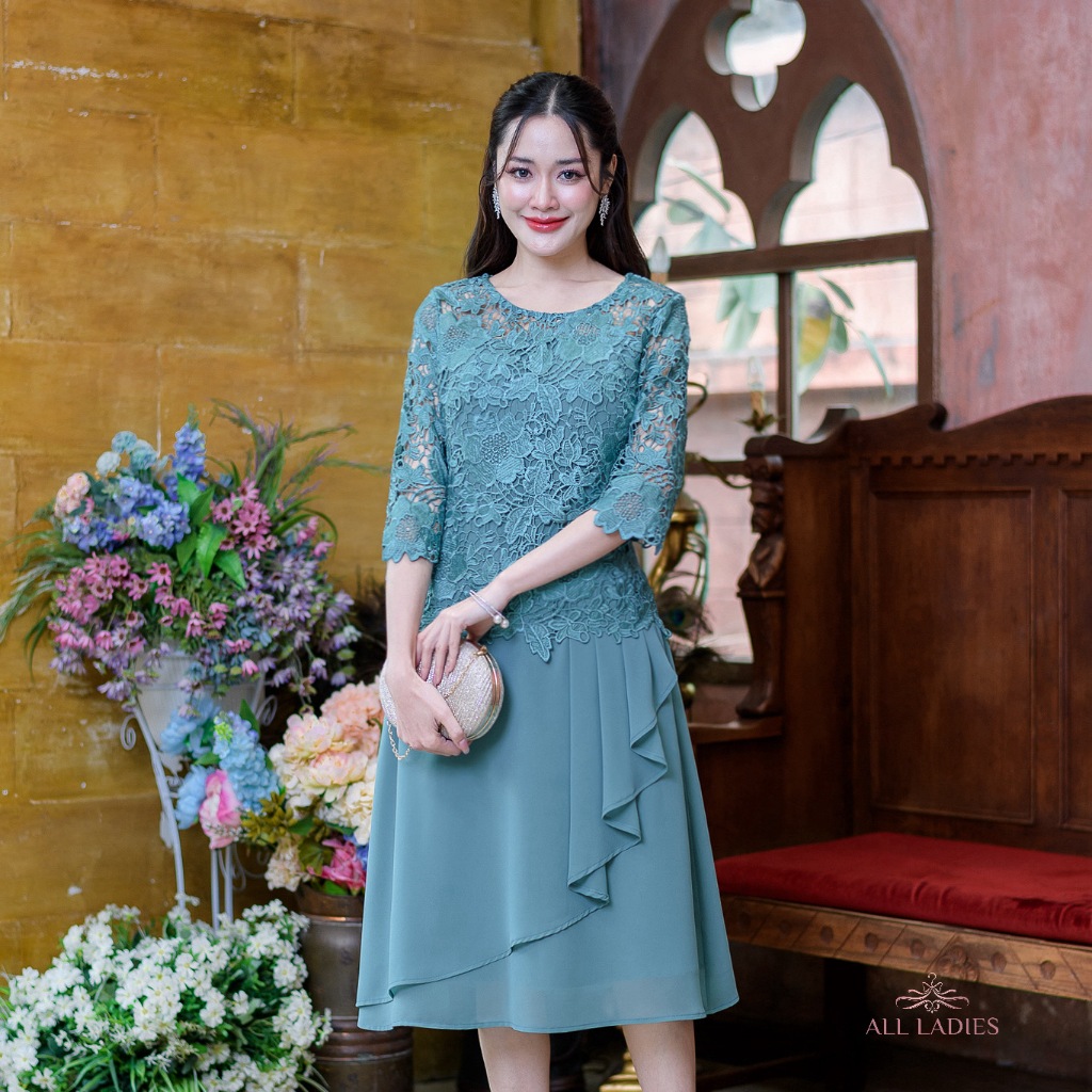 All Ladies  เดรสลูกไม้ Hiend chiffon เนื้องานดี คุณภาพคัดเกรด ราคาไม่ถึงพัน เดรสออกงาน ชุดออกงานสีชมพู งานสวยหรูหรา