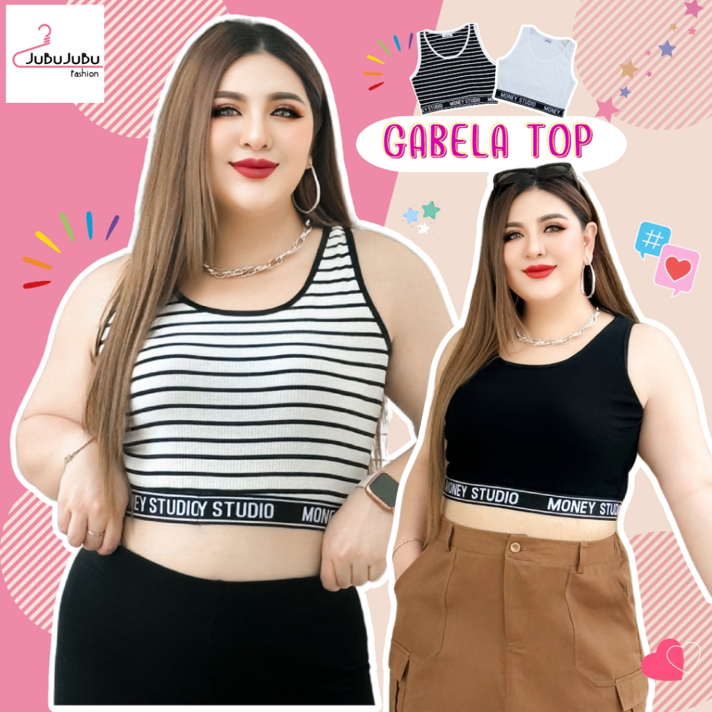 JuBuJuBu Gabela Crop Top (ไม่มีฟองน้ำ)เสื้อกล้ามครอป เอวยางยืดแฟชั่นเท่ห์ๆ ผ้าร่องลายริ้วเนื้อดี อก35-46นิ้ว#504