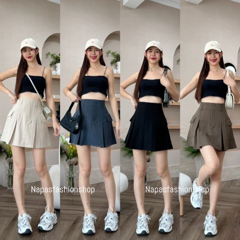 🏷New Design🏷กระโปรงกางเกงทรงคาร์โก้ ซิปหลัง ขอบเอวในตัว ทรงสวยน่ารัก💕(มีไซส์S-2XL)