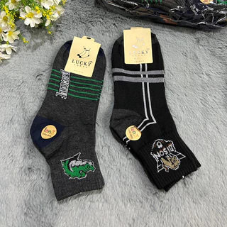 Lucky ถุงเท้าชายข้อกลาง ใส่ทำงาน ยกโหล12คู่ 109฿ ขนาดฟรีไซส์(38-45) ผ้ายืด นิ่มใส่สบายจ้า