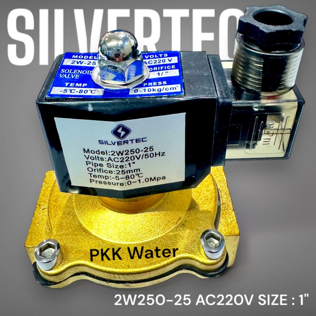 SOLENOID VALVE โซลินอยด์วาล์วทองเหลือง AC220V  Size : 1" ยี่ห้อ Silvertec