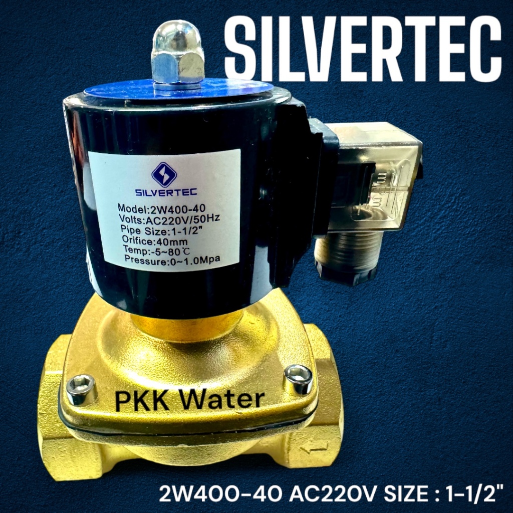 SOLENOID VALVE โซลินอยด์วาล์วทองเหลือง AC220V  Size : 1-1/2" ยี่ห้อ Silvertec