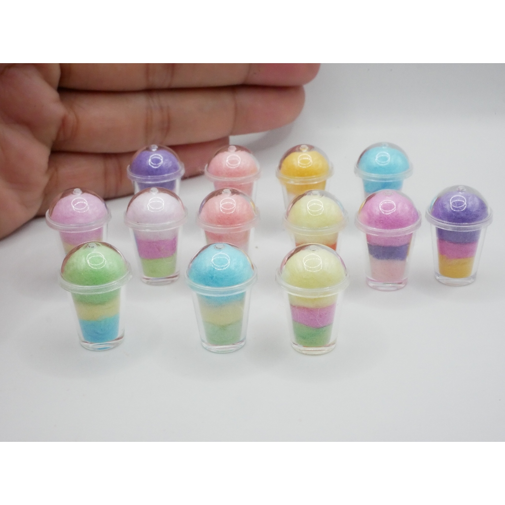 ขนมสายไหมจิ๋วพร้อมแก้ว (ราคา/ชิ้น) ฝาเปิด-ปิดได้ ขนมสายไหม สายไหมจิ่ว ของจิ๋ว ของตกแต่ง บ้านตุ๊กตา