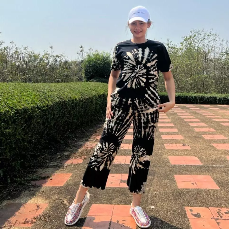 ชุดเสื้อยืดกางเกงขายาวผ้าคอตตอน มีกระเป๋า Free Size thumbnail 10
