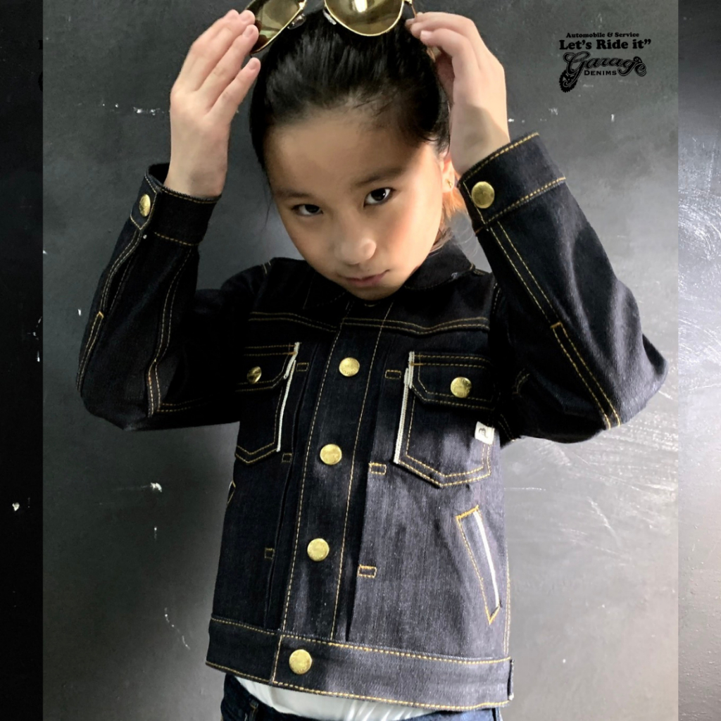 GRJ(K) 001 แจ็คเก็ตยีนส์เด็ก Kid's Denim Selvedge Jacket (Gasoline & Garage) ปั๊มน้ำมันแก๊สโซลีน (JA