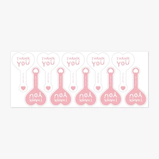 ( LP ) สติกเกอร์ลายหัวใจชมพู มีกาวในตัว ติดกล่องเค้กอบ DIY ขนาด: 3.8x6.8 ซ.ม ( 100 ดวง/แพค )
