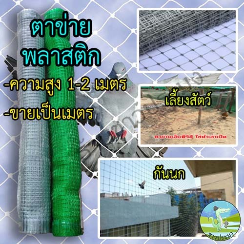 ตาข่ายพลาสติก ขายเป็นเมตร สูง 1,1.2,1.5,2 เมตร กรงไก่ ตาข่ายเอ็น ตาข่ายล้อมไก่ ดางล้อมไก่ กันนก