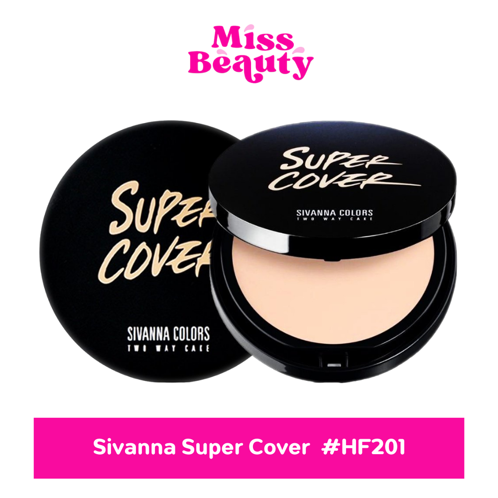 (HF201) แป้งตลับ ซีเวนน่า คัลเลอร์ส ซุปเปอร์ โคเวอร์ ทูเวย์ เค้ก Sivanna Super Cover Two Way Cake Powder 10 g.