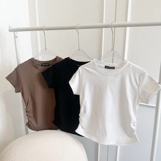 CC cotton เสื้อยืดคอกลมเอวจั้ม ผ้ายูนิ🔥พร้อมส่ง