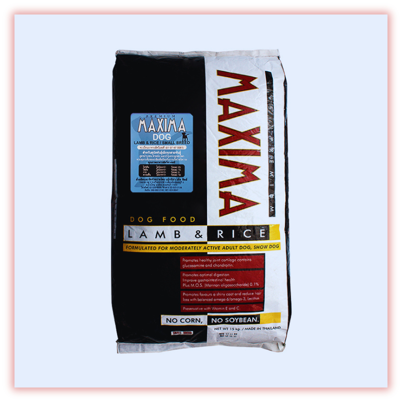 <ส่งฟรี> อาหารสุนัข MAXIMA DOG LAMB & RICE 15KG สำหรับสุนัขพันธุ์เล็ก-พันธุ์ใหญ่