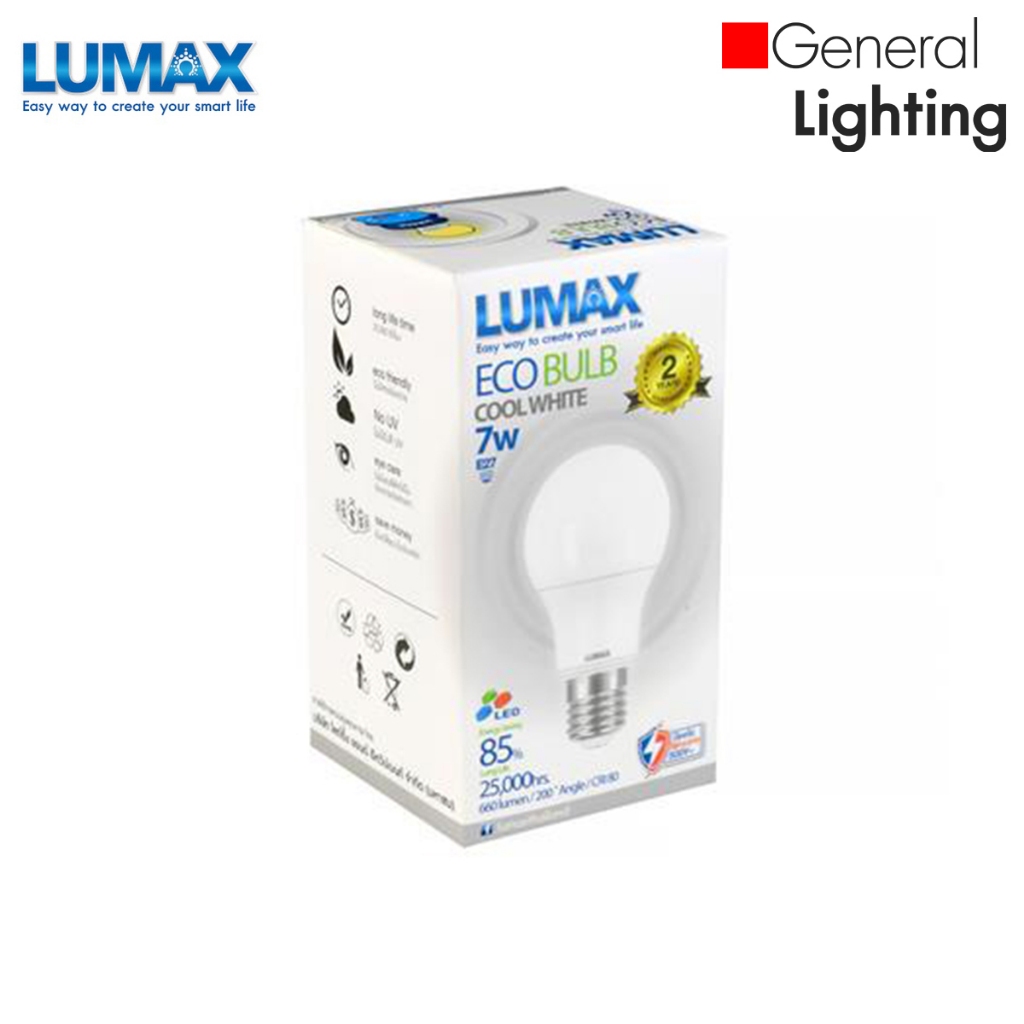 หลอดไฟ LUMAX ลูแมกซ์ L&E บับ LED E27 7W แสงคูลไวท์ มีสต็อก จัดส่งสินค้าทุกวัน
