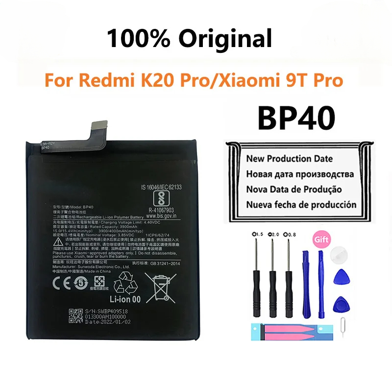 100%ต้นฉบับXiaomi BP40 แบตเตอรี่ เหมาะสำหรับXiaoMi Mi 9t Pro/Redmi K20 Pro แทนที่4000mAhรับประกันคุณภาพ3เดือน+เครื่องมือ