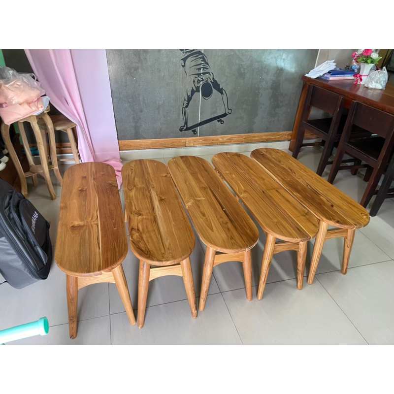 เก้าอี้ทรงแคปซูล สีเคลือบธรรมชาติ ขนาด30*100สูง45cm. ม้ายาวขอบมน ราคา ถูกที่สุด ดีลบีเคเค แกลเลอรีภาพที่ 4