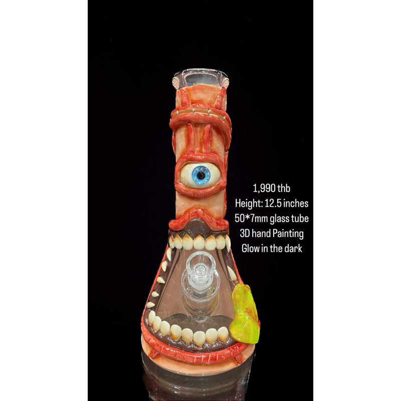 [BONG] 12.5” Monster 3D Hand Painting (Glow in the Dark)