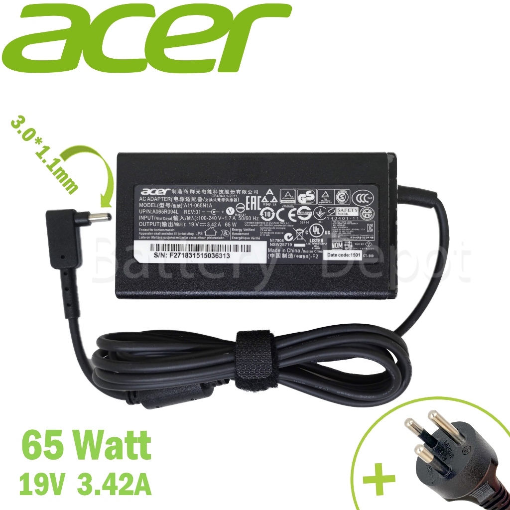 Acer Adapter ของแท้ Acer Swift 3 SF315-41G, Swift 1 SF114-32, Acer Swift 5 SF514-54 SF514-54G 65w 3.0 สายชาร์จ Acer