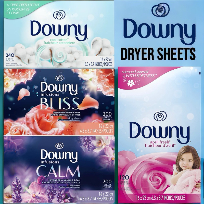 นำเข้า🇺🇸 แผ่นอบผ้าหอม แผ่นหอมอบผ้านุ่ม สำหรับเครื่องอบผ้า Downy Infusions Dryer Sheets Laundry Fabri