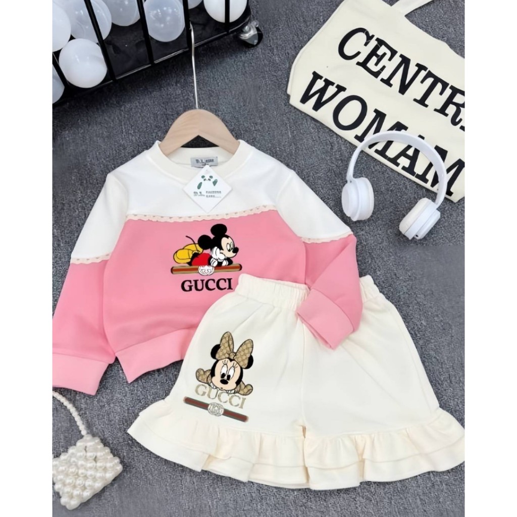 ชุดเซ็ทมิกกี้GGไสตล์คุณหนู รหัส GG123 มี 5 สี ไซส์ S,M,L,XL สี ชมพู น้ำตาล โอรส เขียว ม่วง
