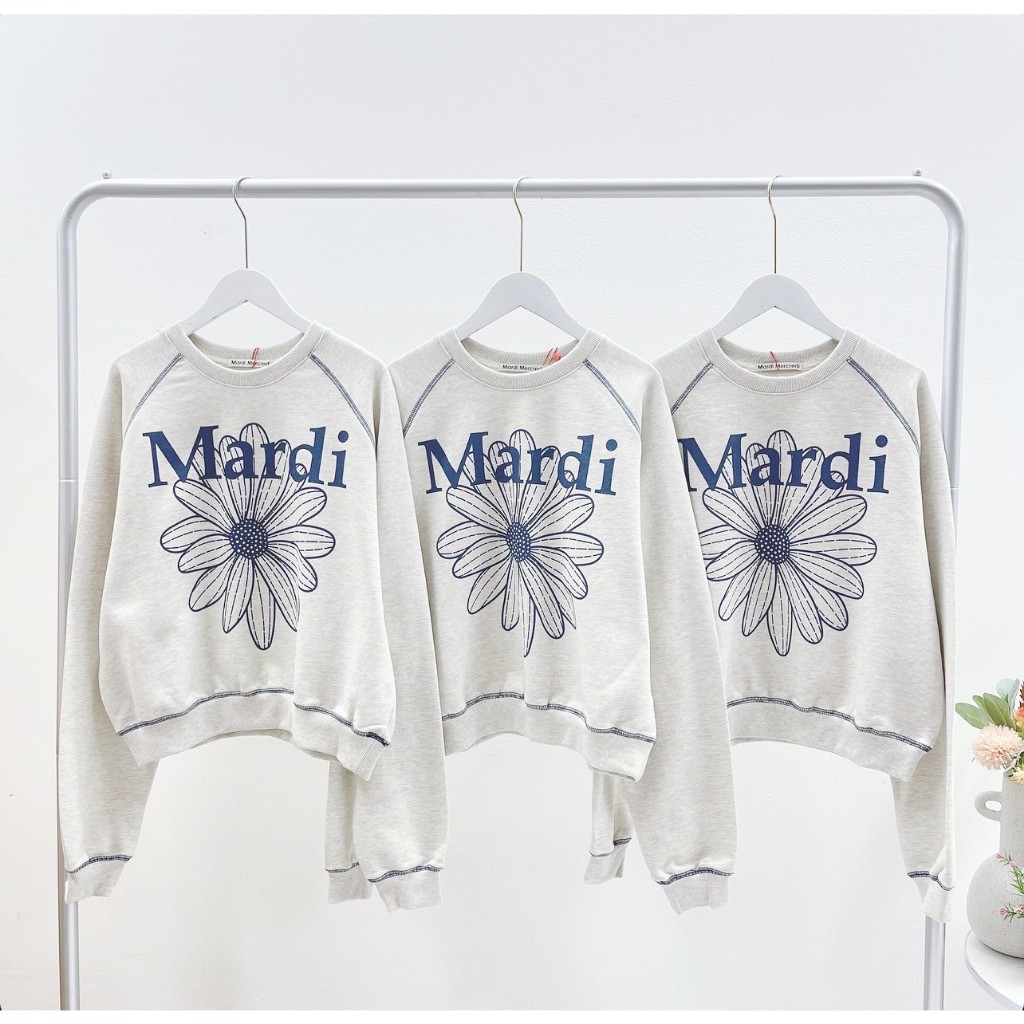 Mardi SWEATSHIRT RAGLAN FLOWERMARDI_OATMEAL BLUE