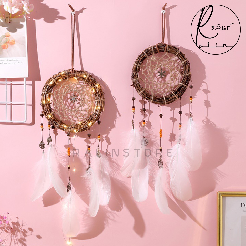ตาข่ายดักฝัน DREAM CATCHER เครื่องรางดักฝัน รุ่น ไม้สาน แบบกลม (มีทั้งแบบธรรมดาและมีไฟ LED) - รูปที่ 3