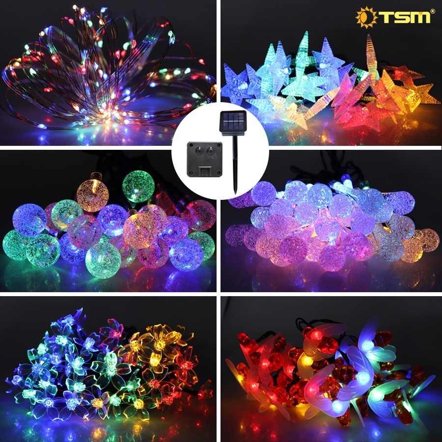 TSM ไฟประดับ ไฟตกแต่ง โซล่าเซลล์ 30-100 LED 8โหมด ยาว 6.5-10 เมตร กันน้ำ ไฟ ใช้พลังงานแสงอาทิตย์