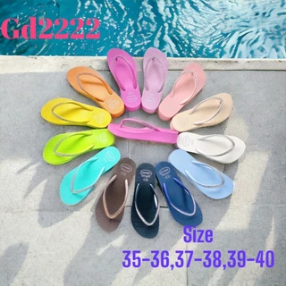 แตะคีบเพรช พื้นหนา 1.5 นิ้ว รองเท้าแตะผู้หญิง ตกแต่งเพรช Gooddy Fashion New