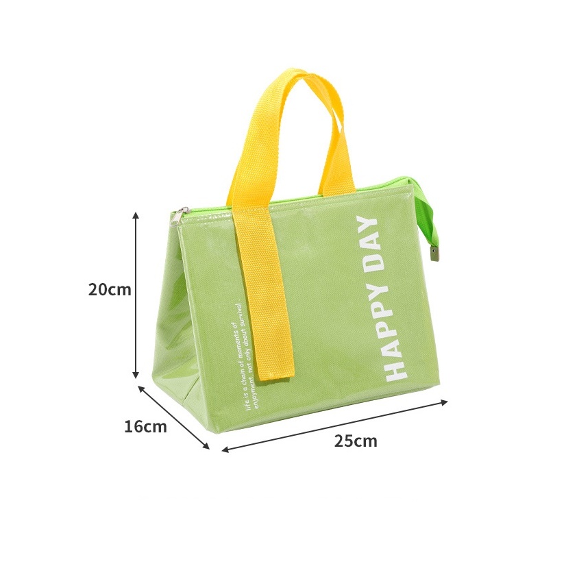 กระเป๋าใส่อาหาร ร้อน/เย็น กระเป๋าเก็บอุณหภูมิ ใส่กล่องข้าว กันน้ำ มีหูหิ้ว รุ่น happyday - รูปที่ 3