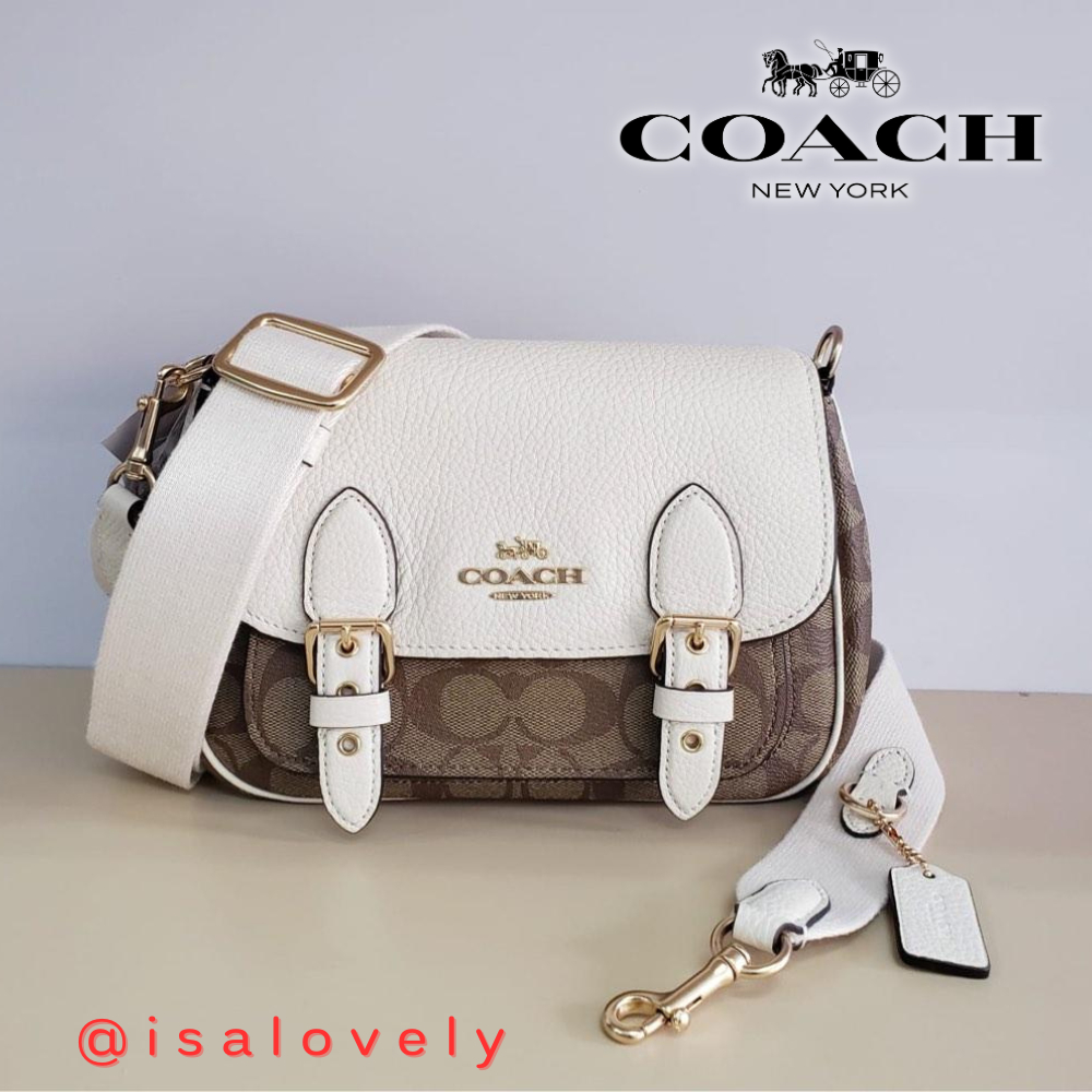 📌Isa Lovely Shop📌  COACH C6781 LUCY CROSSBODY IN SIGNATURE CANVAS COLOR: GOLD/KHAKI/CHALK