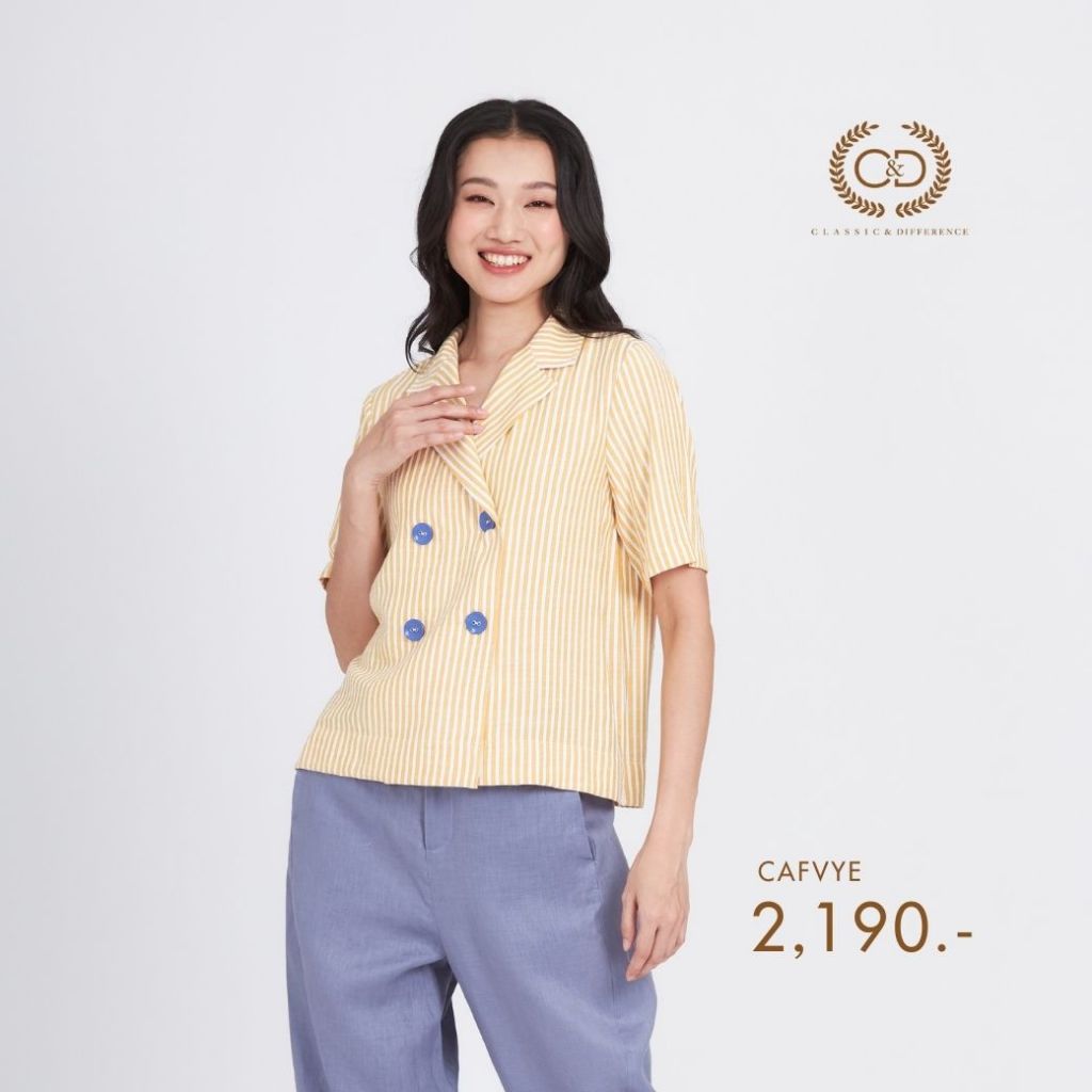C&D คลาสสิค สไทรพ ปกฮาวาย ทรงครอป สีเหลือง CAFVYE