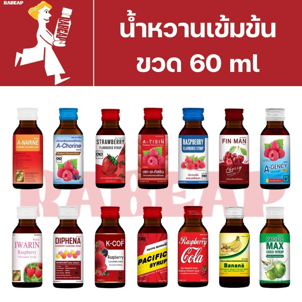 [ถูกจัด ประหยัดจริง เลือกเลย!!] น้ำหวานเข้มข้น รวมทุกรสชาติ 1 ขวด 60 ml น้ำเชื่อม หัวเชื้อน้ำหวาน