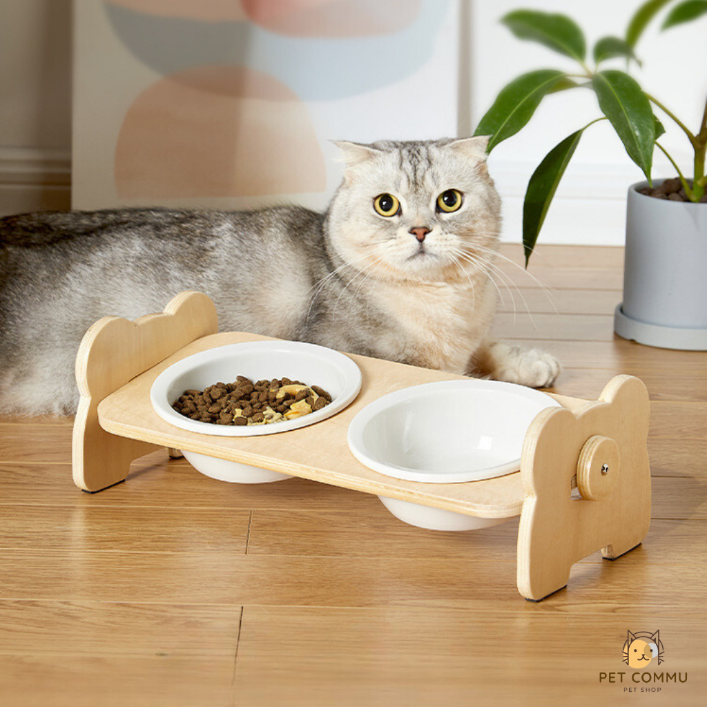 ชามอาหารสัตว์เลี้ยง 1หลุม 2หลุม pet feeding bowl