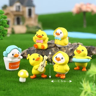 A029 ตุ๊กตาจิ๋วเป็ดสีเหลืองในชุดกันฝน PVC น่ารัก (ชุด 6 ตัว,ชุด 5 ตัว) สำหรับแต่งบ้าน แต่งโต๊ะทำงาน