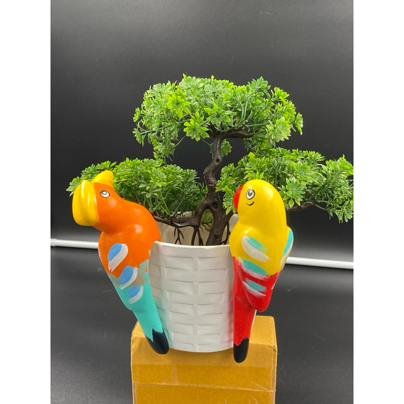 [ถูกสุดใน Shopee] 🦜🦜นกเกาะกระถาง เกาะต้นไม้ ตุ๊กตาสวน งานดี วาดสวย 💯✅ ใช้ตกแต่งสวน ตกแต่งบ้าน ตุ๊กตกเซรามิกแต่งสวน